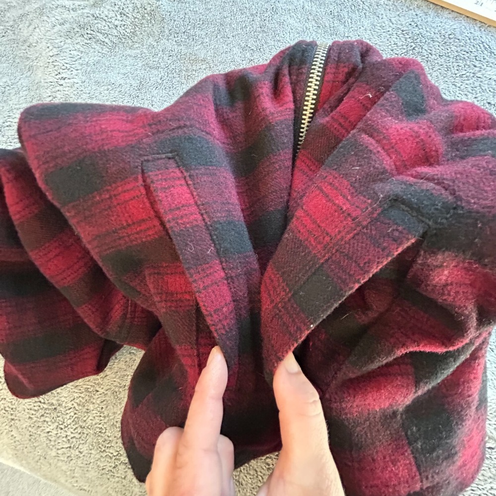 21 Men Jacket Buffalo Plaid Wool Blend Jacket Oversize XS Outdoor Full Zip 16986 - Picture 7 of 8